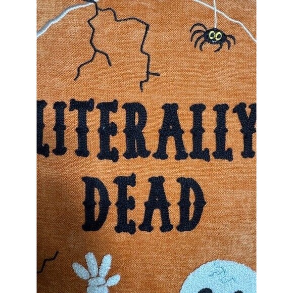 Cupcake & Cashmere Literally Dead Tombstone Halloween Pillow 20" x 13" Skeleton‎ - Picture 3 of 7